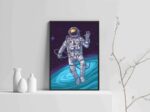 Astronaut Print art with Wooden Frame