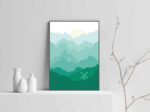 Modern Landscape Print Art With Handmade Wooden Frame