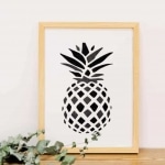 Pine Apple Modern Print Art With Handmade Wooden Frame