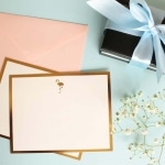 Flamingo Monogram Flat Card + Envelope -Set of 5