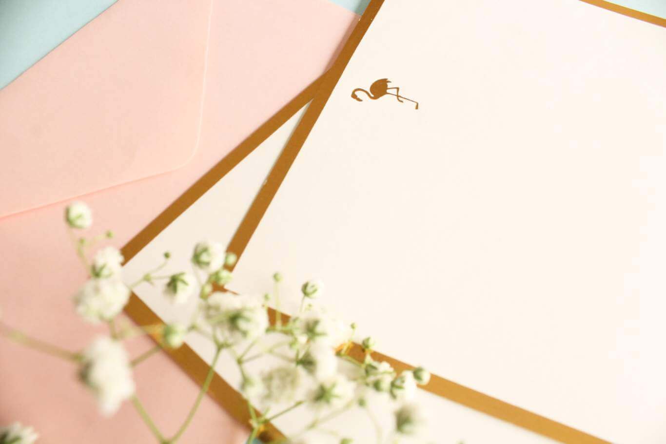Flamingo Monogram Flat Card + Envelopes – Set 0f 5-3