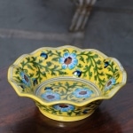Blue Pottery Yellow Floral Bowl