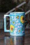 Blue Pottery Terquoise Floral Coffee Mug