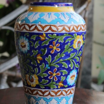 Blue Potter Multi color Floral Vase