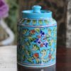 Blue Pottery Terquoise Grass Sugar Jar
