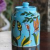 Blue Pottery Terquoise Floral Sugar Jar