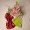 Set Of Festive Cotton Lace Mask And Silk Pouch