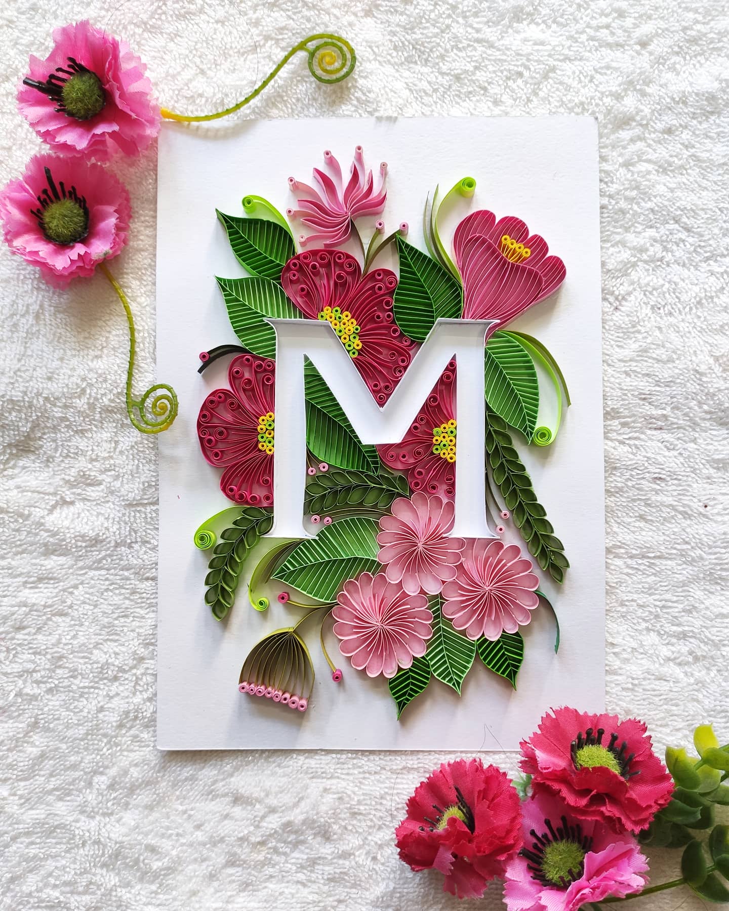 Quilling monogram - letter 'M' | Wonderwheel Store