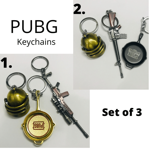 PUBG Keychains(Set Of 3)