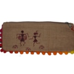 Tribal art print Jute pouch/pencil pouch