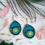 Quilled Peacock feather earrings