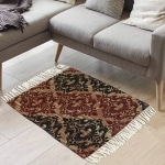 Red Brocade Recycled Rug