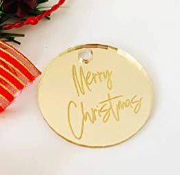 Merry Christmas Round Acrylic Gift Tag