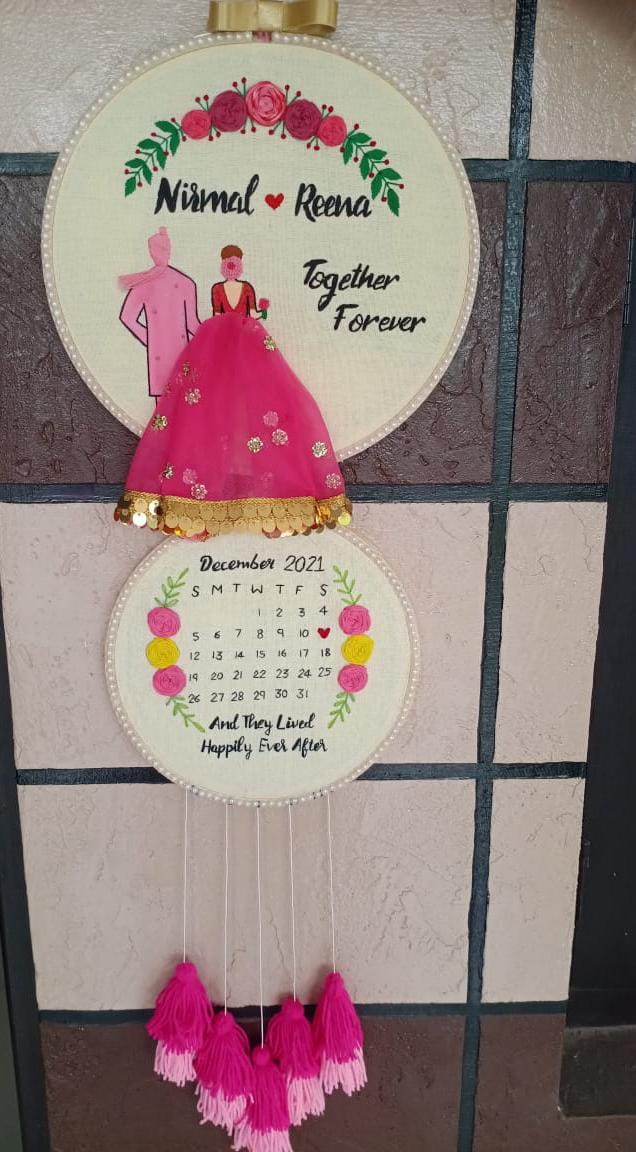 Double Hoop Save The Date Embroidery.