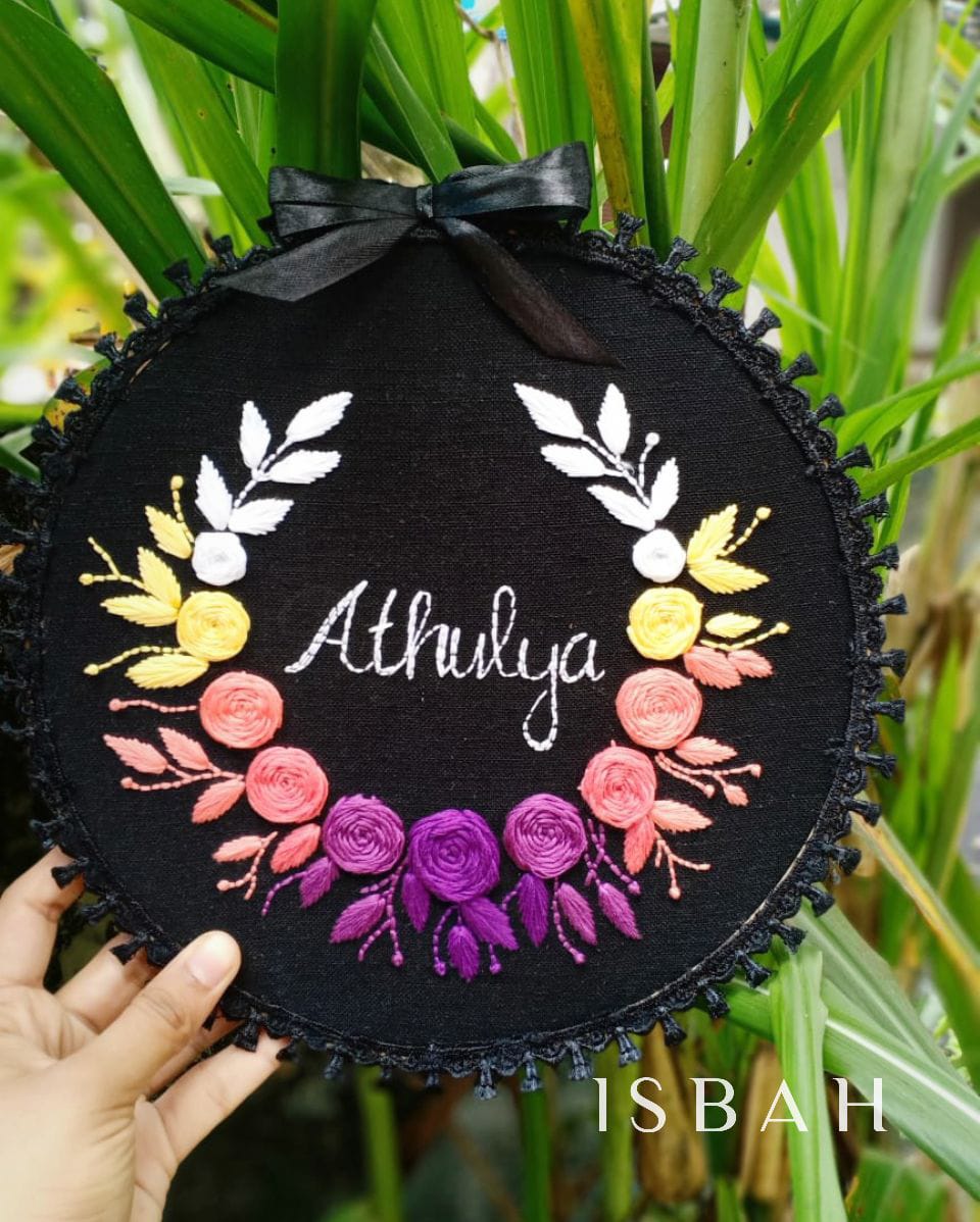 Floral Embroidery With Name.