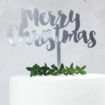 Merry Christmas Silver Cake Topper