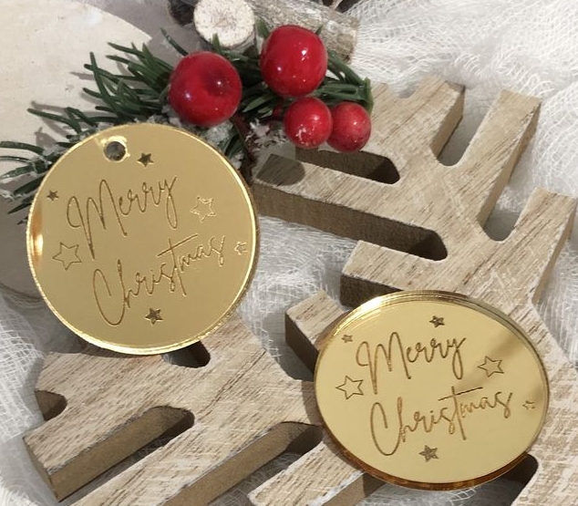Merry Christmas Acrylic Gift Tags/Ornaments-engraved