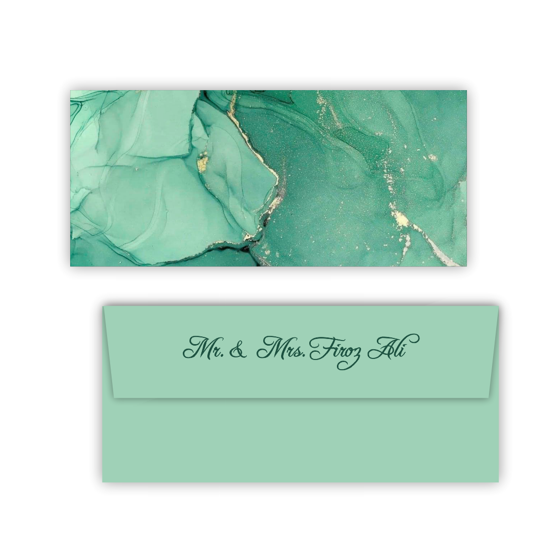 Luxe Suede Green Marble Fontline Money Envelopes