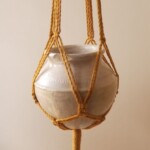 Macrame Yellow Swirl Pot Hanger