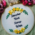Floral Embroidery with names.