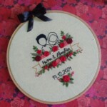 Save the date Embroidery with floral