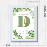 Tropical Leaves New Baby Announcement Frame