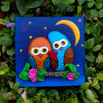 Owl couple theme fridge magnet
