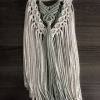 Handcrafted Knotted Natural Macramé WALL ART WHITE AND GREEN LAYERED
