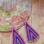 Triangle Pink and Purple Beaded Earring