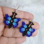 Blue Butterfly Beaded Earring