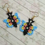 Yellow and Turquoise Butterfly Beaded Earring