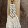 Handcrafted Knotted Natural Macrame Cotton Key Chain with lobster clasp BEIGE AND WHITE