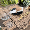 Handcrafted Knotted Natural Macrame Cotton Table Mat With Napkin Holder and coaster. (1 set) has 2 each of al 3 items total 6 units