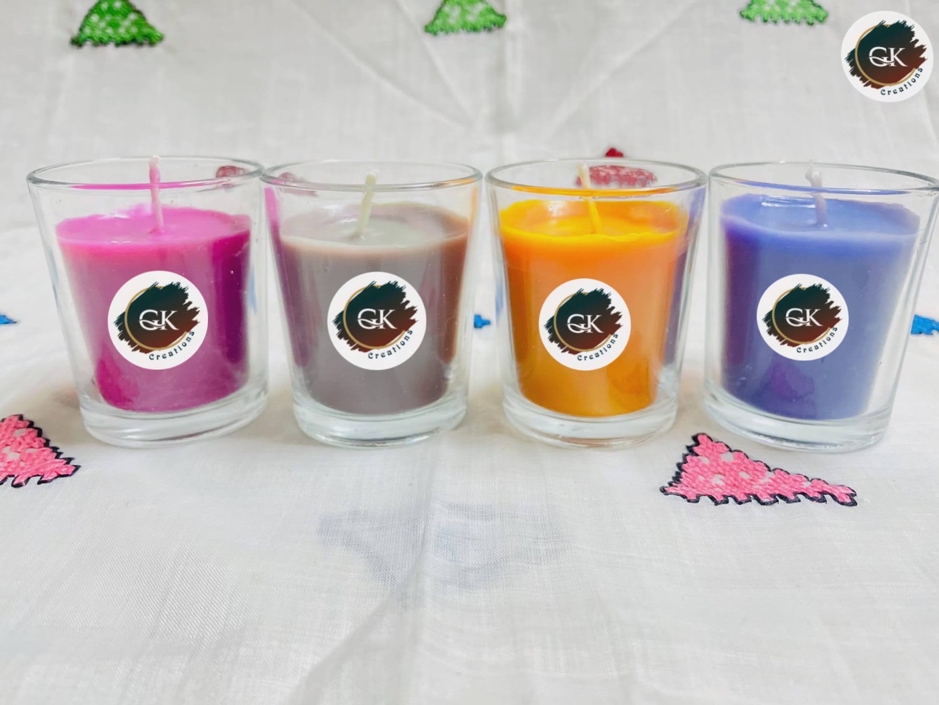 Scented Glass Candles – 4 Flavors
