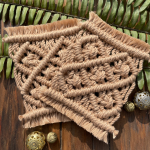 Handcrafted Knotted Natural Macramé Cotton Coaster beige diamond mesh