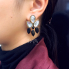 Black Stone and Kundan Dangler Earrings