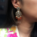 Natural Carnelian and Kundan Chandelier Earrings