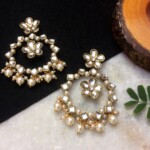 Kundan Flower Chandbali Earrings