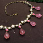 Pink Stone and Kundan Necklace With Chain