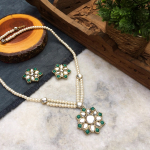Kundan Pendant and Earrings Set – Green