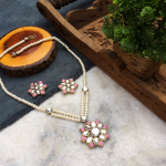 Kundan Pendant and Earrings Set – Pink
