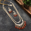 Carneliean and Kundan Long Layered Necklace