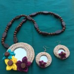 Aynaa Neckpiece with Jute and Kaudi with Earrings set