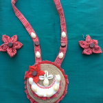 Gamcha Neckpiece with Jute and Kaudi with Earrings set