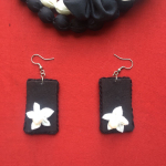 Black and White Fabric Beaded Neckpiece with Earrings set