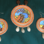 Handpainted Pisces Neckpiece with Earrings Set