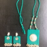 GREEN COMBINATION WITH METAL AND GUNGROO NECKPIECE WITH EARRINGS SET