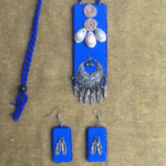 BLUE – KAUDI WITH METAL NECKPIECE WITH EARRINGS SET