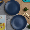 Handpainted Ceramic Matte Dinner Plates Dinnerware Serving Plate Thali Ceramic Plates for Dinner (10 Inch, Microwave & Dishwasher Safe) (Black)