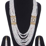 Pearls Jewelry Design Set Meenakari Work Women and Girls with Earring (White)